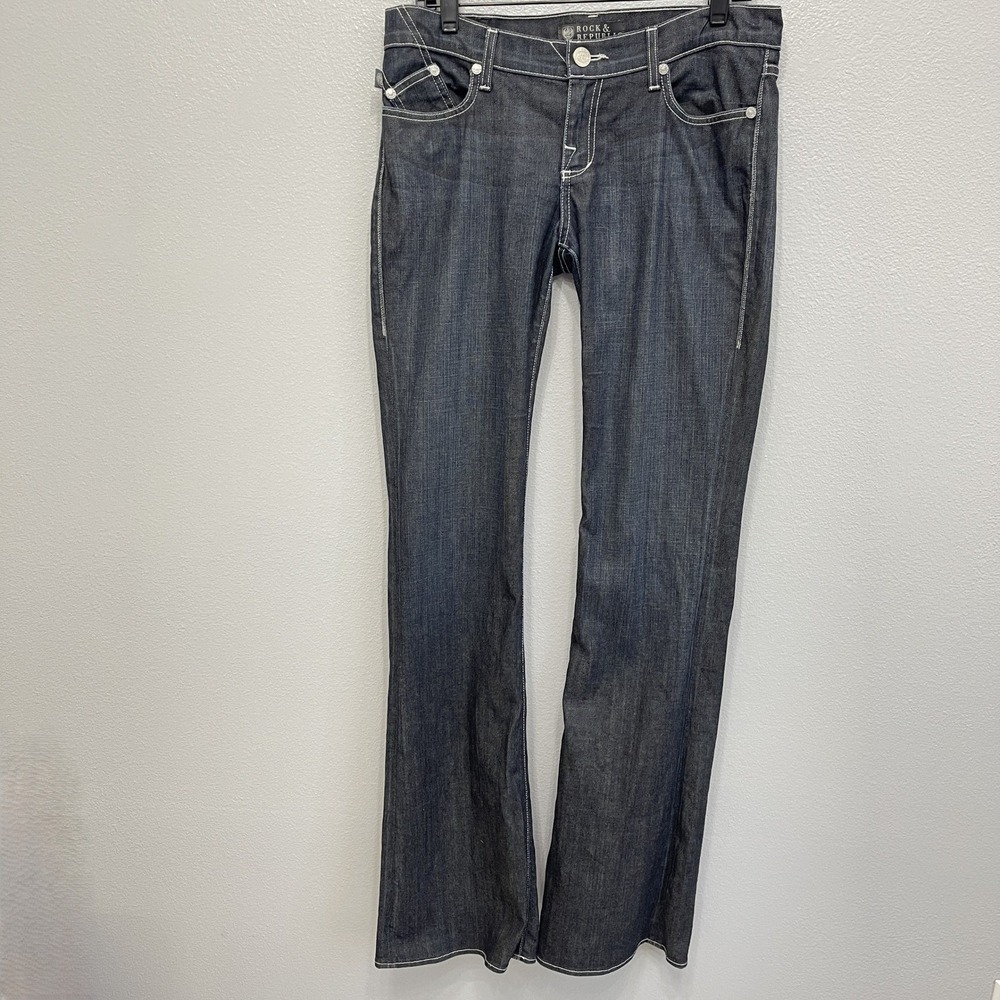 Rock & Republic Kasandra Women's Denim Jeans Pants Size 29 Blue Flared